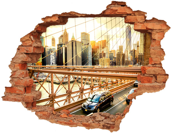 Hole in the wall decal Brooklyn Bridge at sunset