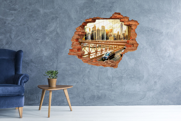 Hole in the wall decal Brooklyn Bridge at sunset