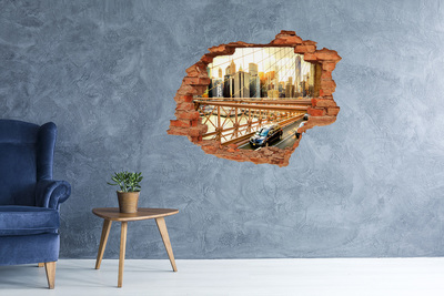 Hole in the wall decal Brooklyn Bridge at sunset