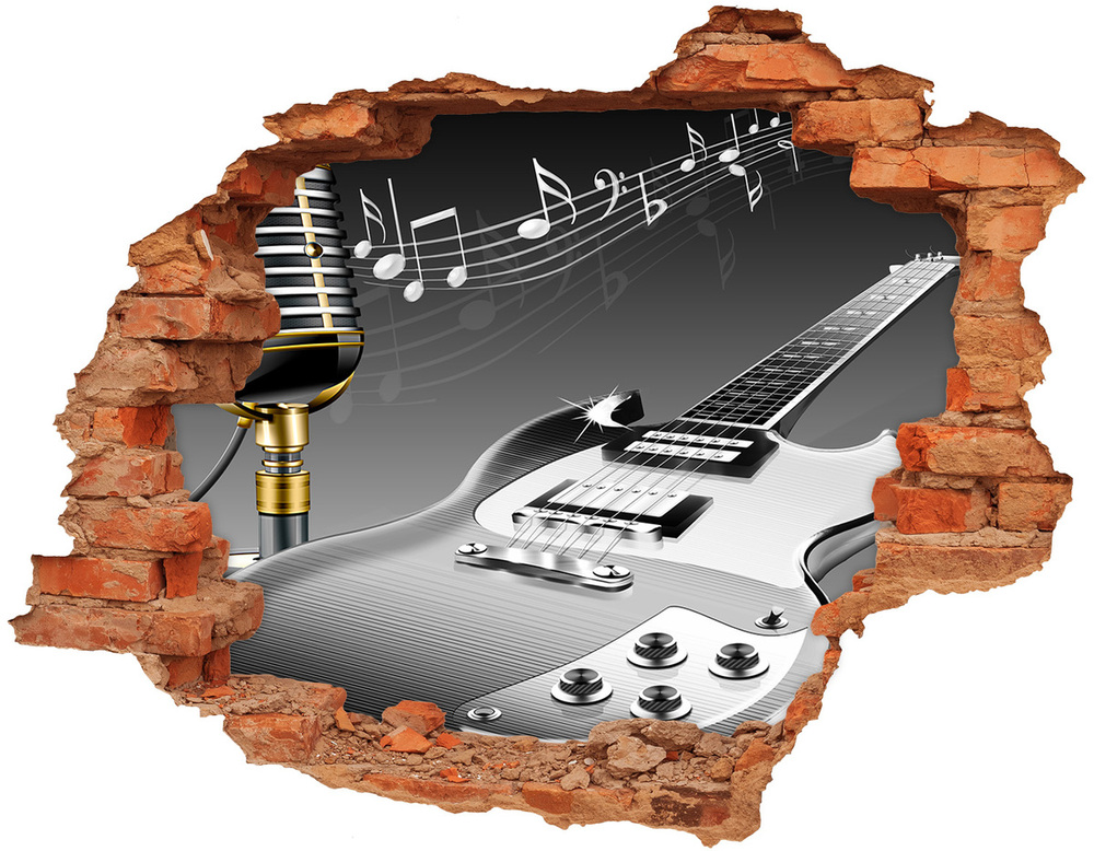 3D wall hole Guitar and microphone