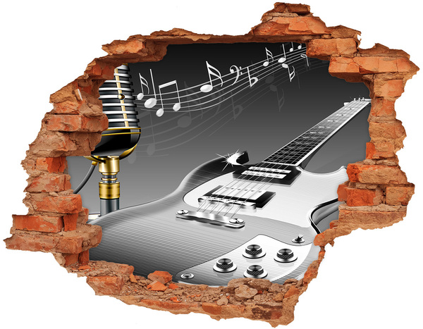 3D wall hole Guitar and microphone