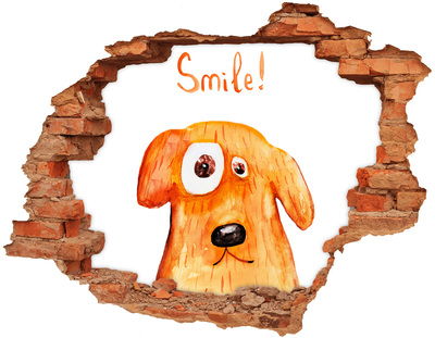Hole wall sticker Dog in a hole in the wall