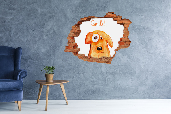 Hole wall sticker Dog in a hole in the wall