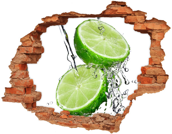 3D wall hole wallpaper Lime and water