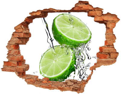 3D wall hole wallpaper Refreshing lime in water