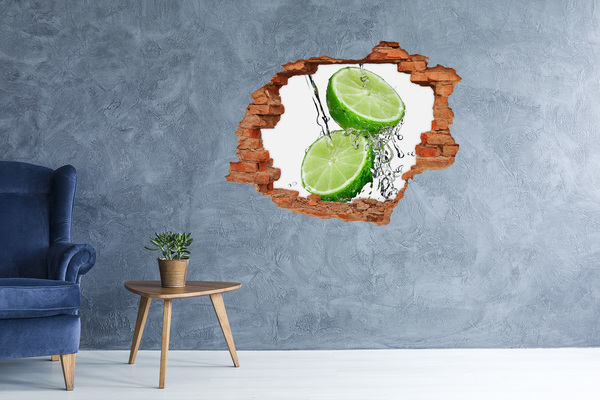 3D wall hole wallpaper Refreshing lime in water
