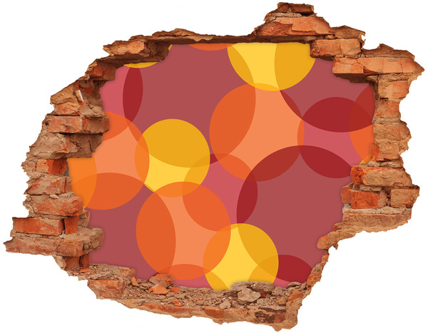 3D wall hole Colorful circles on a concrete background
