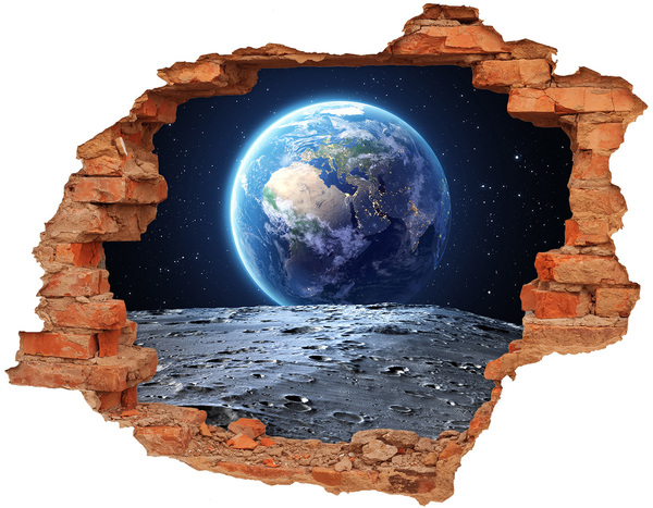 Hole in the wall sticker View from the Moon to Earth