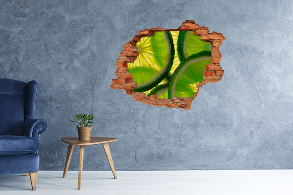 3D wall hole wallpaper Juicy Limes in a Hole in the Wall