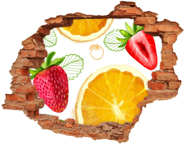 3D wall hole wallpaper Fruit