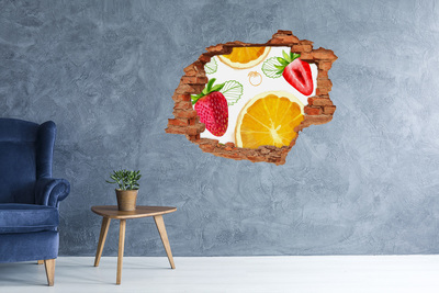 3D wall hole wallpaper Fruity Hole in the Wall Paradise