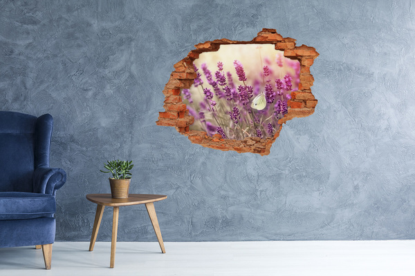Hole wall sticker Flower paradise with a butterfly