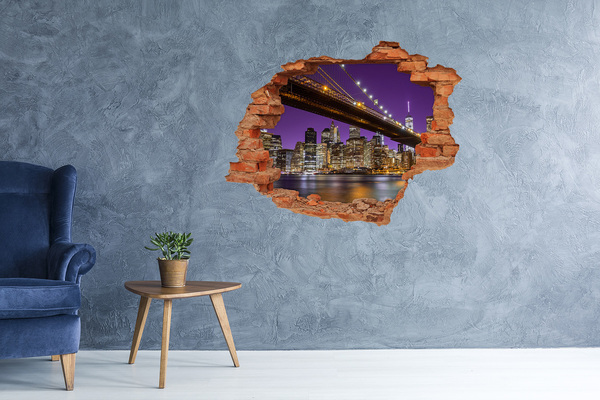 Hole wall sticker Manhattan at night