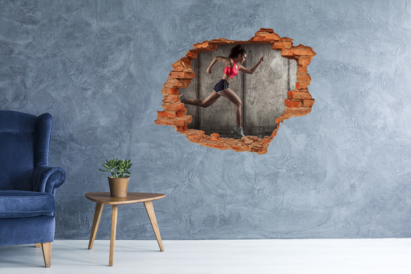 Hole in the wall sticker Runner in action