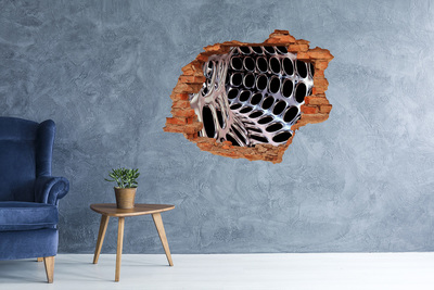 Hole in the wall sticker Metal mesh through a hole in the wall