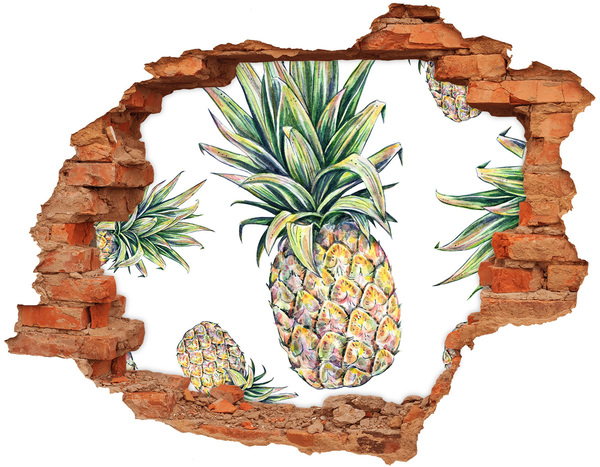 3D wall hole wallpaper Pineapple