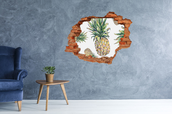3D wall hole wallpaper Pineapple Paradise