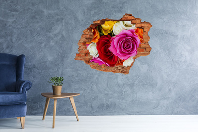 Hole in the wall decal Colorful roses