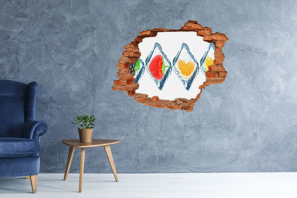 Hole in the wall decal Fruit in cubes