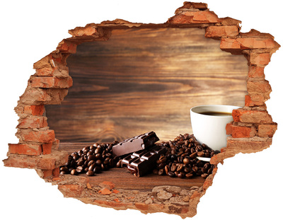 Hole in the wall sticker Coffee corner with chocolate