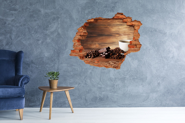 Hole in the wall sticker Coffee corner with chocolate