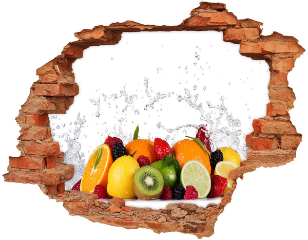 Hole in the wall decal Fresh fruit in a water explosion