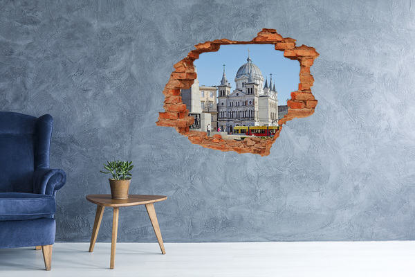 Hole wall sticker The historic cathedral in the city