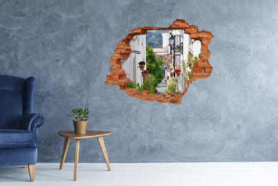 Hole wall sticker A charming street in a white village