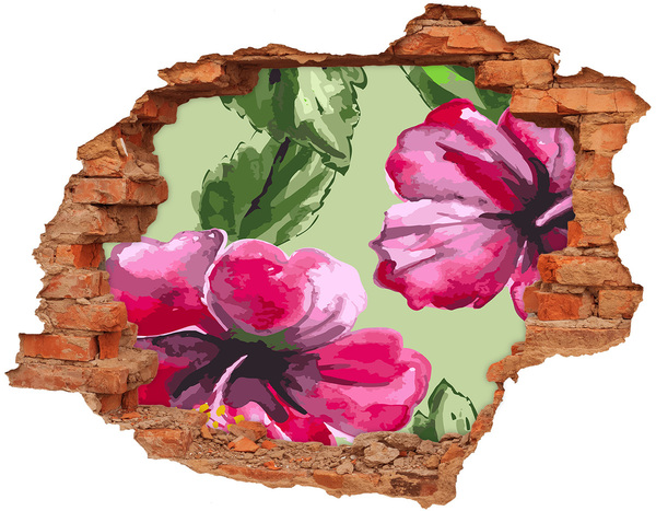 3D wall hole Flowers in a ruined wall