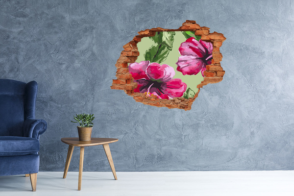 3D wall hole Hawaiian flowers