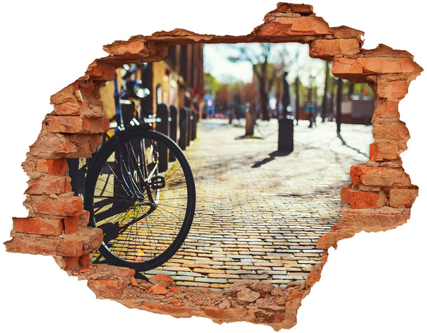 3D wall hole The charm of the street with a bicycle