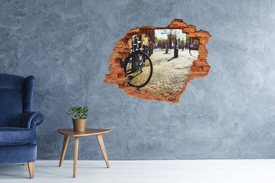 3D wall hole The charm of the street with a bicycle