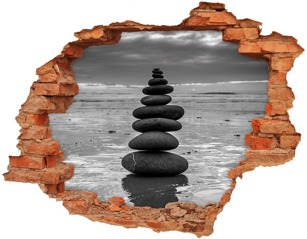 Hole wall sticker Stone towers on the beach