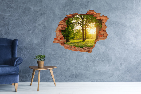 3D wall hole A green paradise among the trees