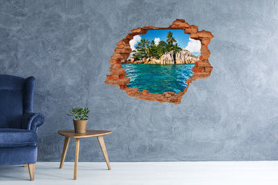Hole wall sticker Exotic beach with palm trees