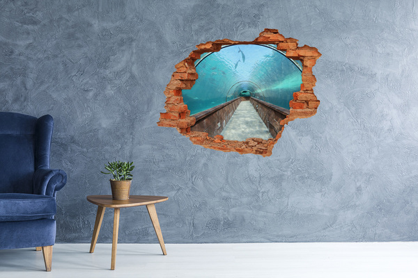 Hole wall sticker Underwater tunnel in the ocean