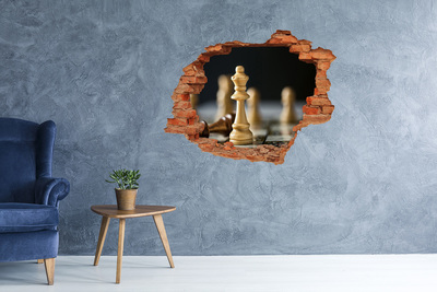 3D wall hole Playing chess through a hole in the wall