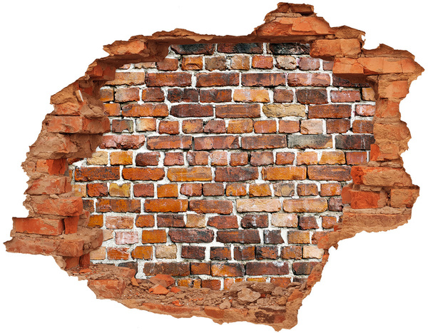 3D wall hole Damaged brick wall