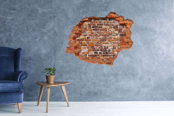 3D wall hole Damaged brick wall