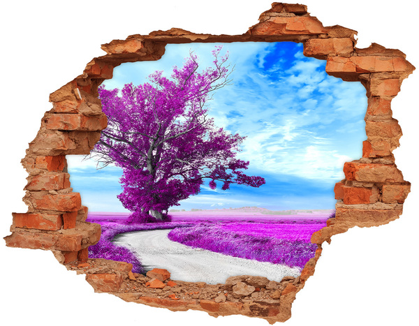 Hole wall sticker Landscape in purple tones