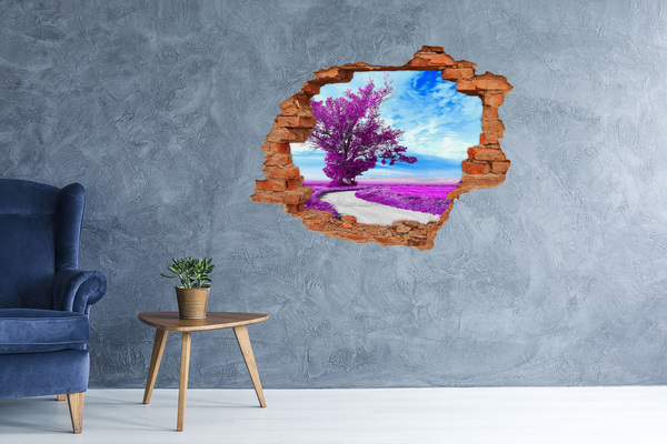Hole wall sticker Landscape in purple tones