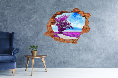 Hole wall sticker Landscape in purple tones