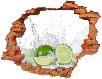 3D wall hole wallpaper Lime and water