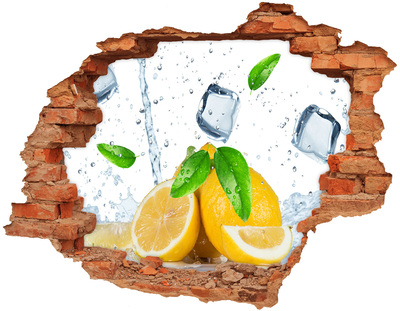 3D wall hole wallpaper Ice lemons