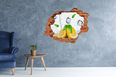 3D wall hole wallpaper Ice lemons