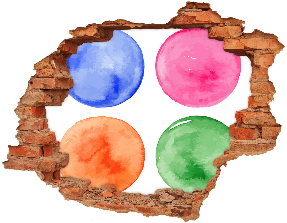 Hole wall sticker Colorful wheels