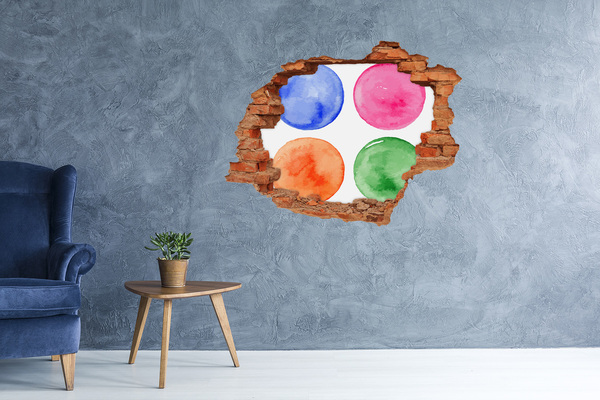 Hole wall sticker Colorful balls in a hole in the wall