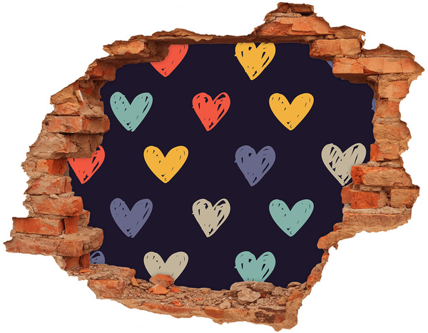 Hole wall sticker Colorful hearts