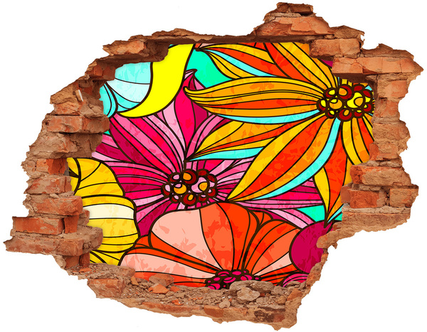 Hole wall sticker A floral burst of color