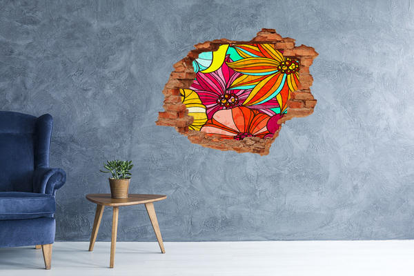 Hole wall sticker A floral burst of color